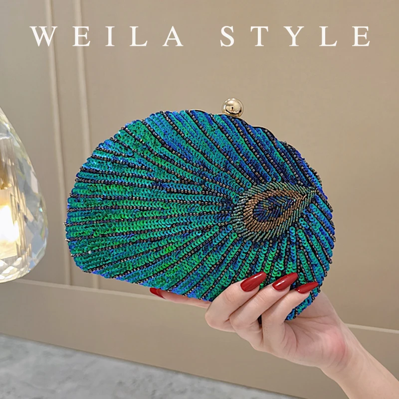 

Beaded Vintage Embroidered Clutch, Retro Ethnic Dinner Purse, Elegant Banquet Handbag for Wedding Cocktail Prom