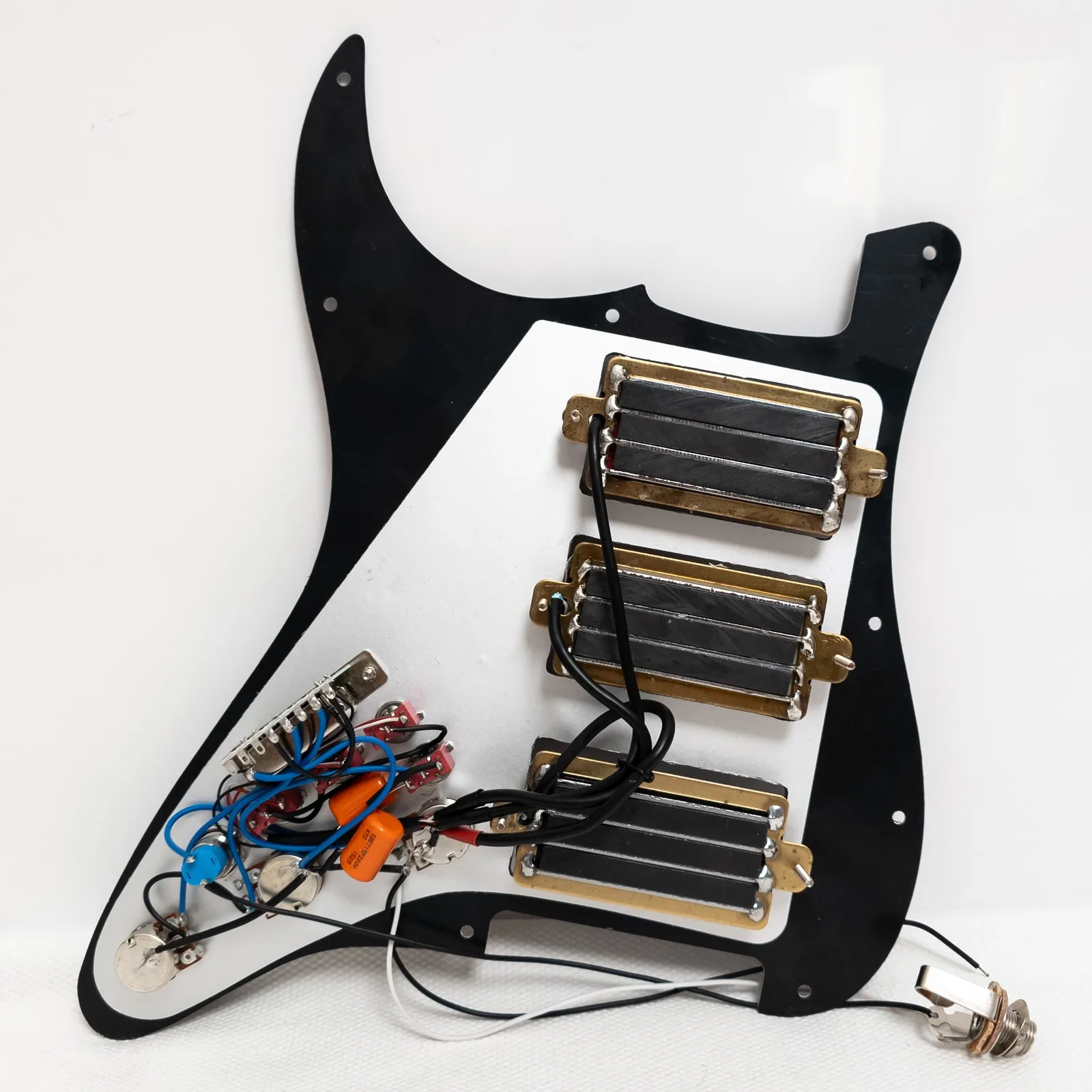 HHH High Output Prewired Loaded Pickguard for ST Style Electric Guitar,Triple Humbucker Pickup Coil Split Switches, Mute Switch