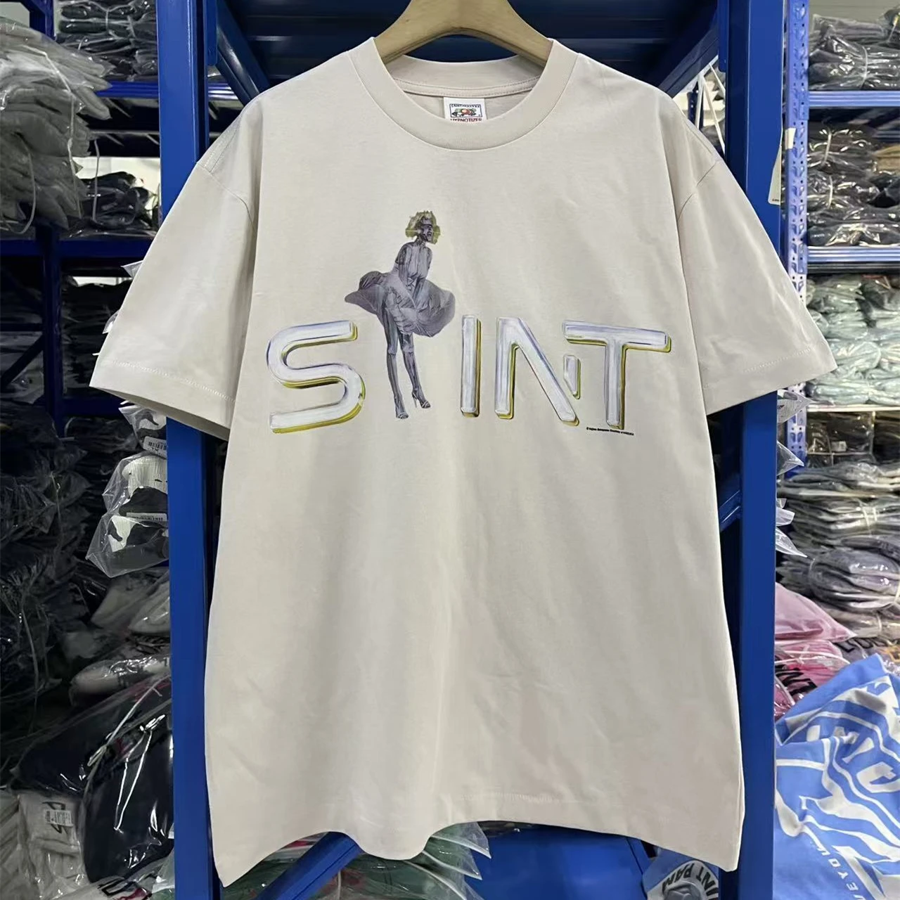Retro Apricot SAINT T Shirt Men Women Best Quality Mechanical Dancer Tee Tops Vintage T-Shirt