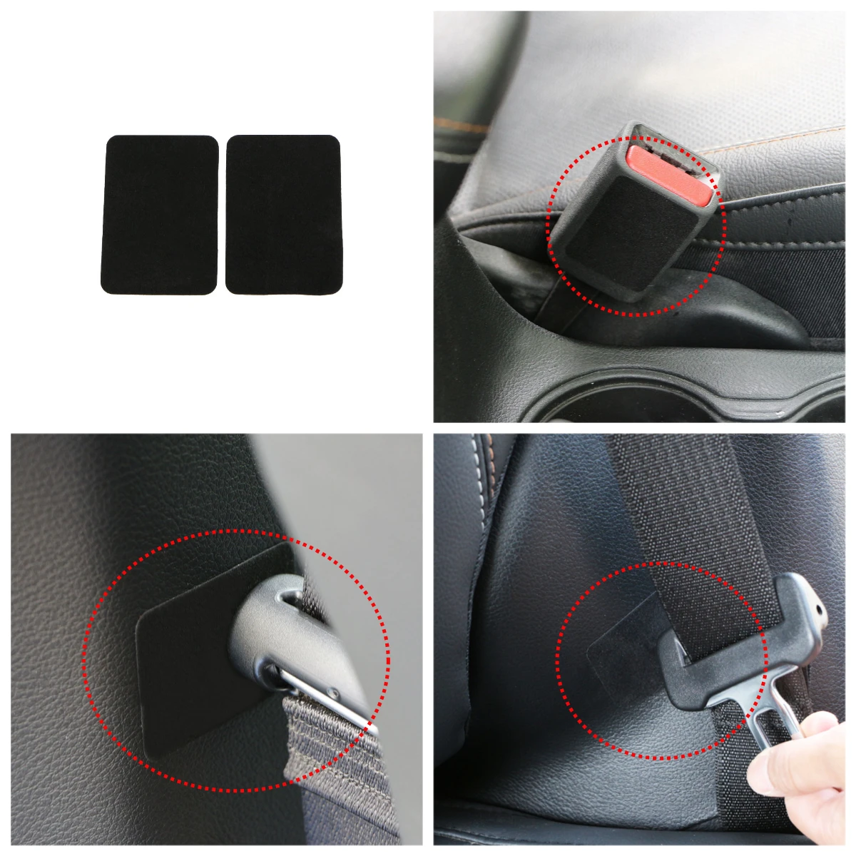2Pcs/Set Black Auto Car Safety Belt Buckle Anti-collision Sticker Pads Anti Noise Quite Lock Clip Protector Car Accessories