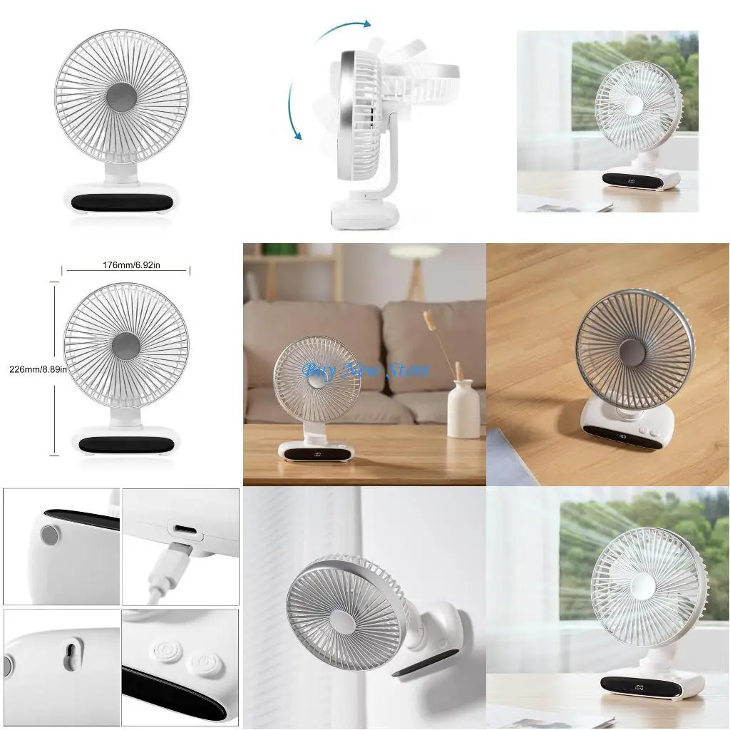 

20CE 3600mAh Rechargeable Tent Fan Hangings Ceiling Fan for Home Bathroom Kitchen