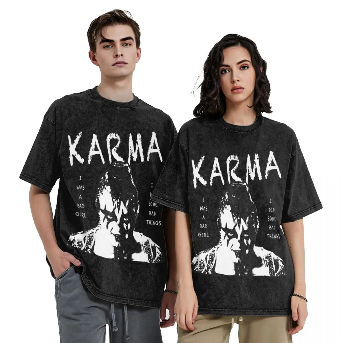 Ovresize JoJo Siwa Karma Album Outfit T Shirts Washed Style for Men Women Cool Singer T-Shirt Fashion Top Tee Shirt Streetwear