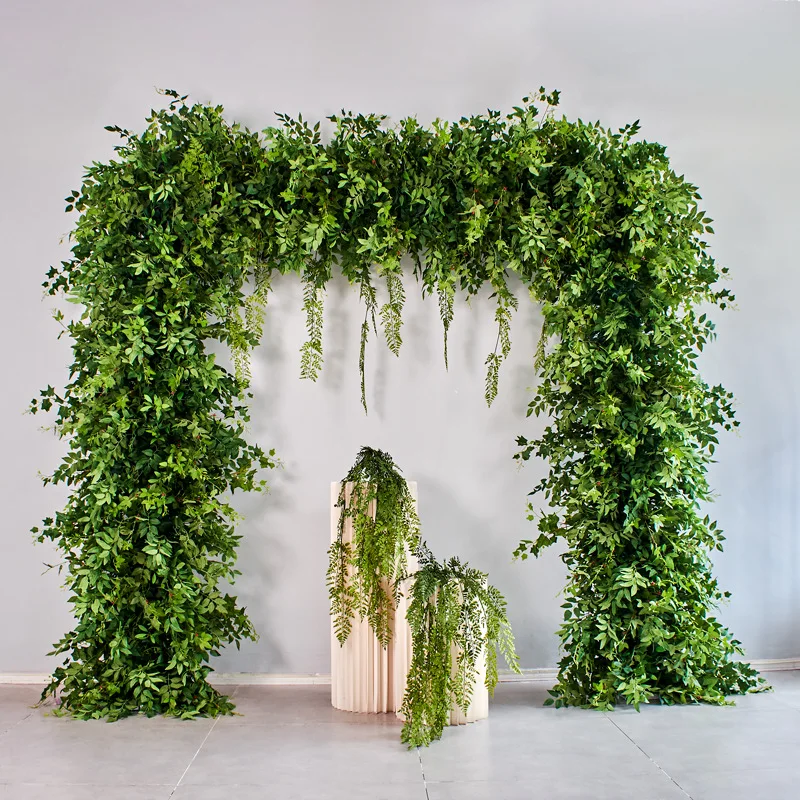 

New 2.4*2.4m Green Plastic Artificial Flower Square Arch Wedding Stage Decoration Background