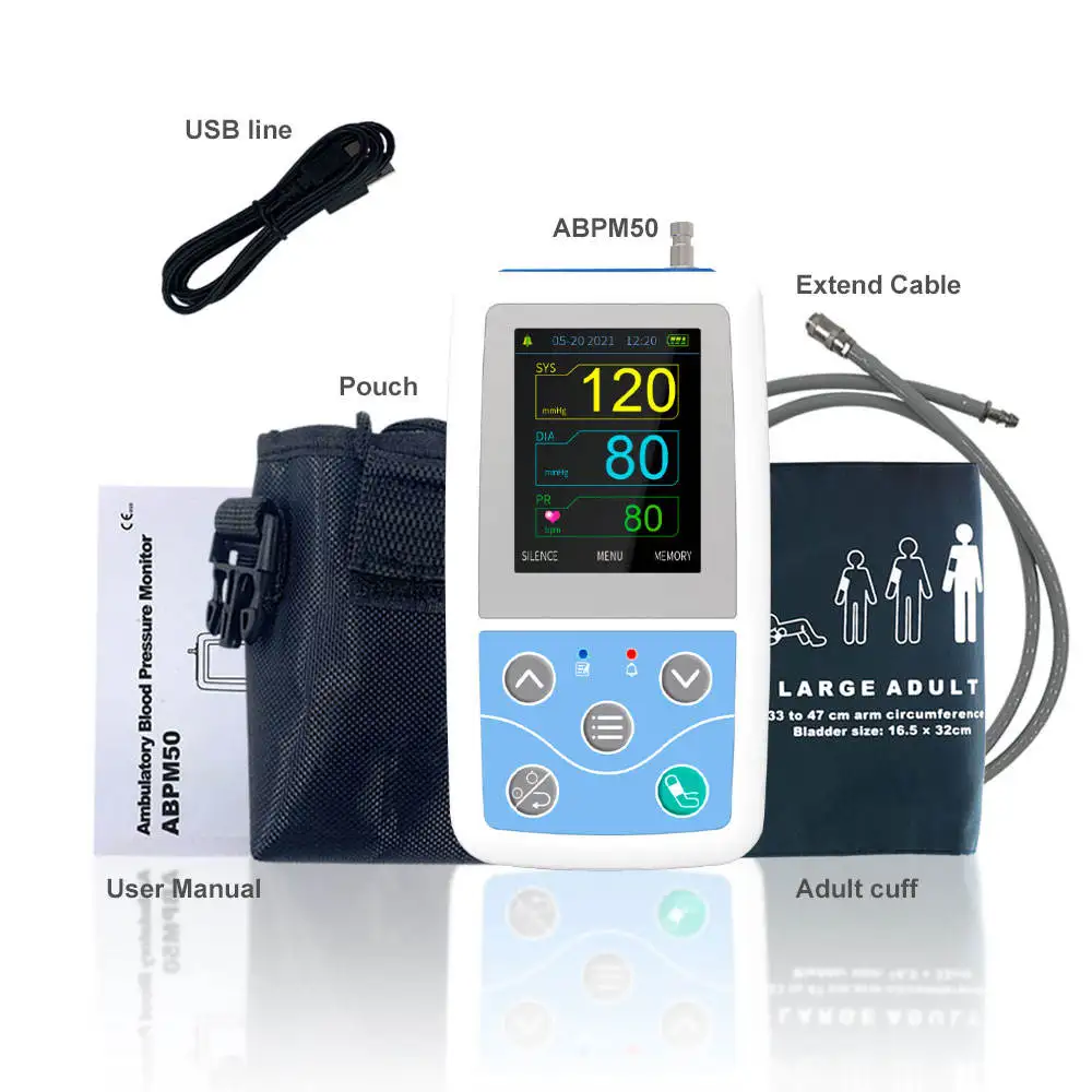 

CONTEC ABPM50 Blood Pressure Monitor Ambulatory Electronic Digital 24-Hour Ambulatory Sphygmomanometer 6Cuff Accessories