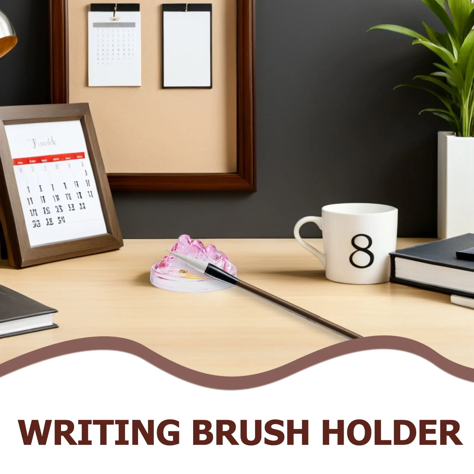 طبق حبر الخط الصيني الزجاجي 2 في 1 لوحة تخزين مع حامل فرشاة حامل أدوات الكتابة الأنيقة لقرطاسية الرسم