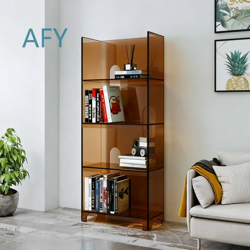 Acrylic Bookshelf for Home Office Living Room Storage Display Rack Multi-Tier Nordic Minimalist Luxury Acrylic Shelf for