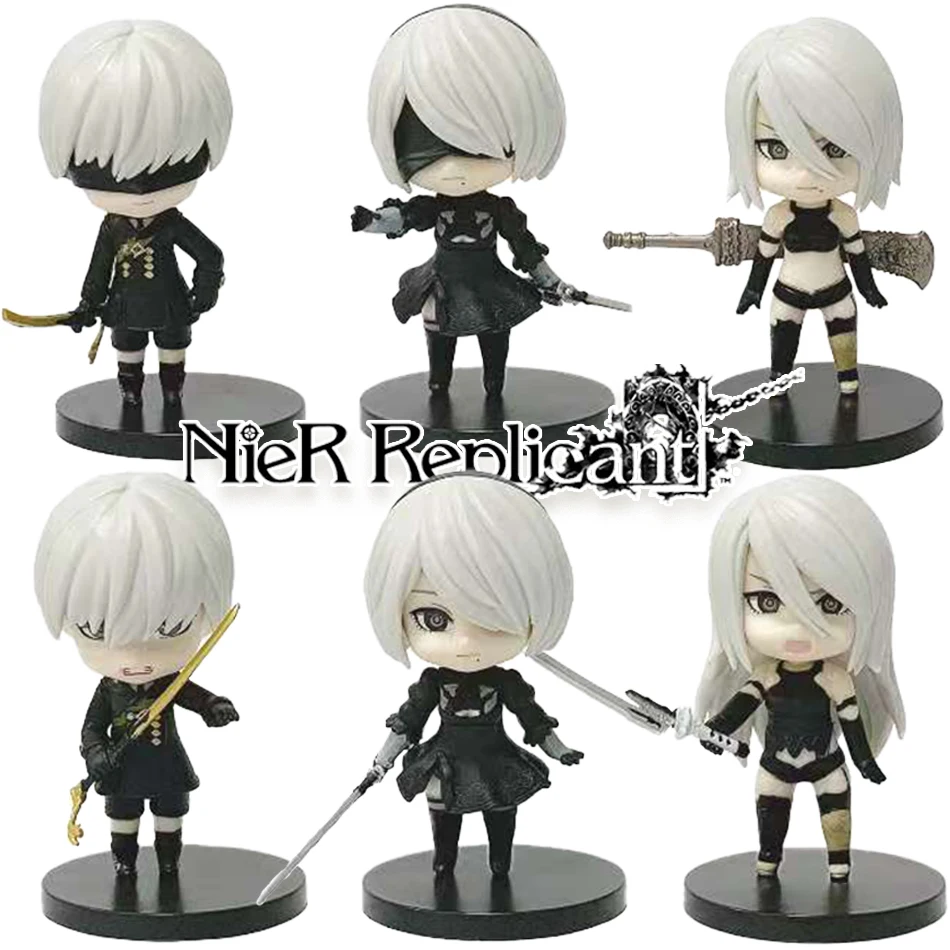 

6pcs Anime Q -Verison 1475 NieR:Automata 2B Anime YoRHa No.2 Type B Action Figure Collection Model Toy Doll Christmas Present