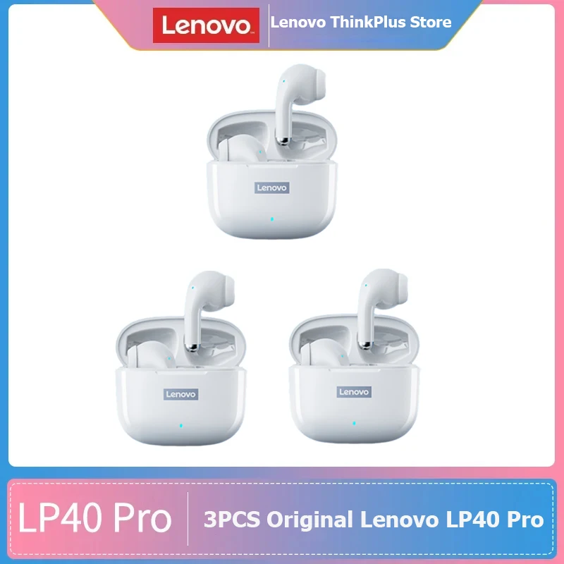 3PCS Lenovo LP40 Pro Wireless Bluetooth V5.3 Earphones Low Latency Gaming Sports Earbuds Support ACC/SBC Hd Calling Headphones