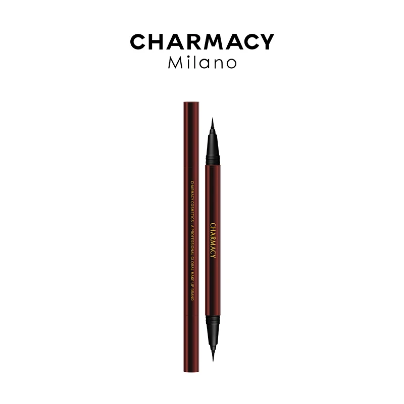 CHARMACY 2 In1 Black Brown Liquid Eyeliner Pencil Ultra-slim Smooth High Pigment Waterproof Quick Dry Eyeliner Makeup Cosmetic