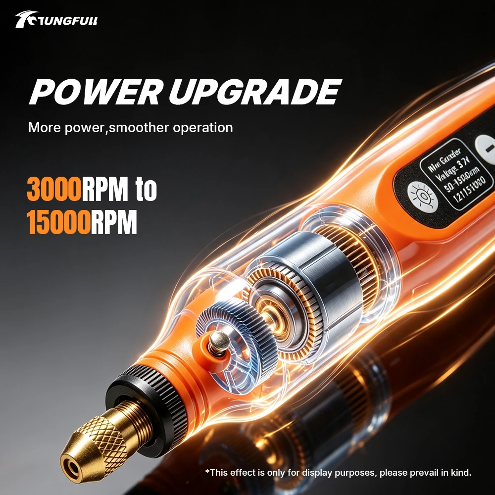 TUNGFULL Electric Engraving Pen 2000mAh 5 Speed Control Mini Cordless Rotary Tool with LED for DIY Woodworking Metal Polishing