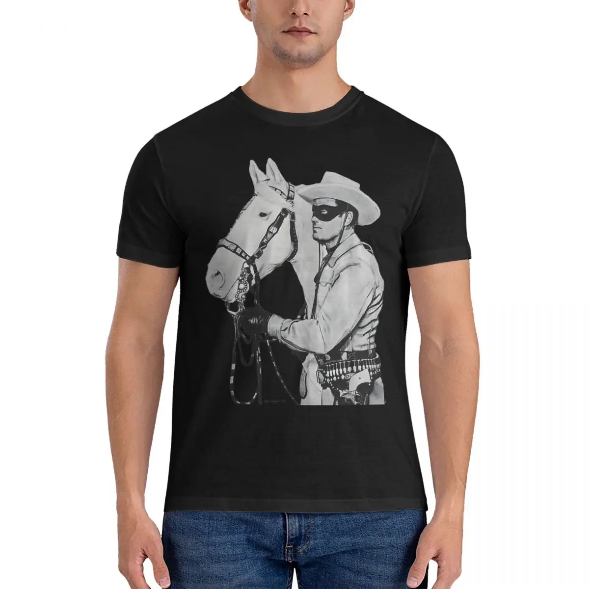 Cool T-Shirts Men The Lone Ranger Novelty Cotton Tee Shirt Round Collar Short Sleeve T Shirts Adult Tops