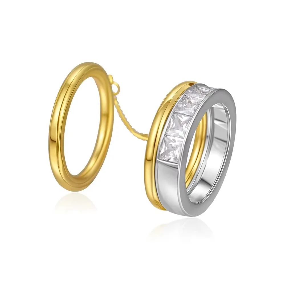 Women's Waterproof Zircon Wedding Ring, 18K Gold Plated