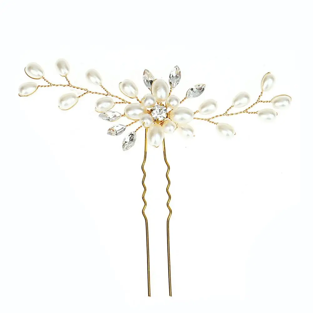 Elegant Bridal Pearl Hairpin With Rhinestone Handmade Beautiful Pins Wedding Crystal Accessories Hair Flower Hair Y0C6