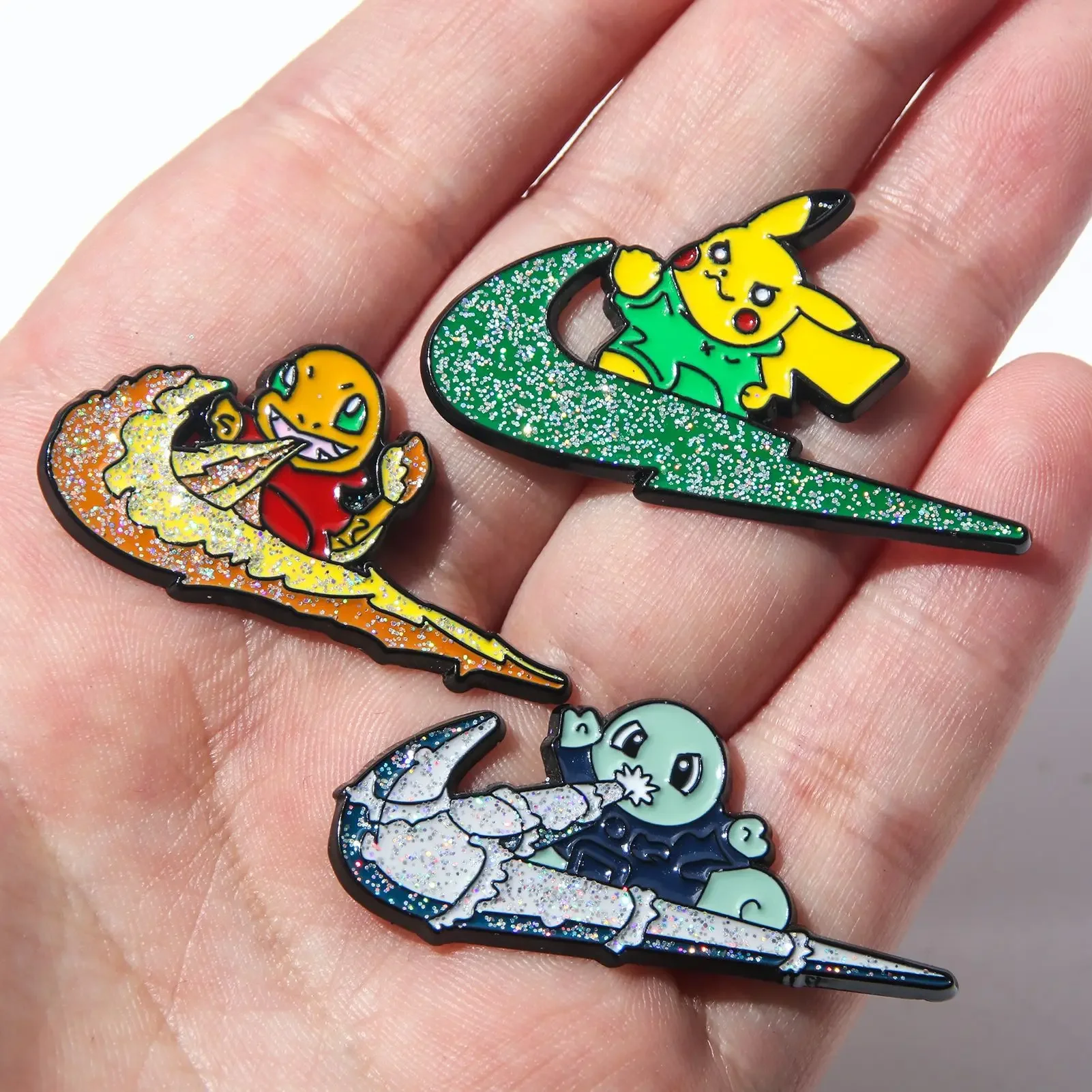 Creativity Pokemon Enamel Pins Pikachu Charmander Squirtle Cartoon Brooch Applicable To Clothes Backpack Accessories Jewelry