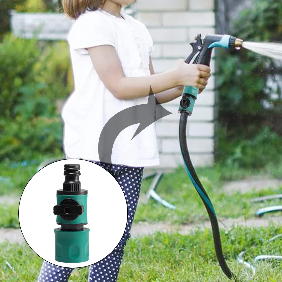 

1Pcs Garden Hose Pipe In-Line Tap Shut Off Valve Fitting Watering Irrigation Quick Connector With Valve Garden Gadget