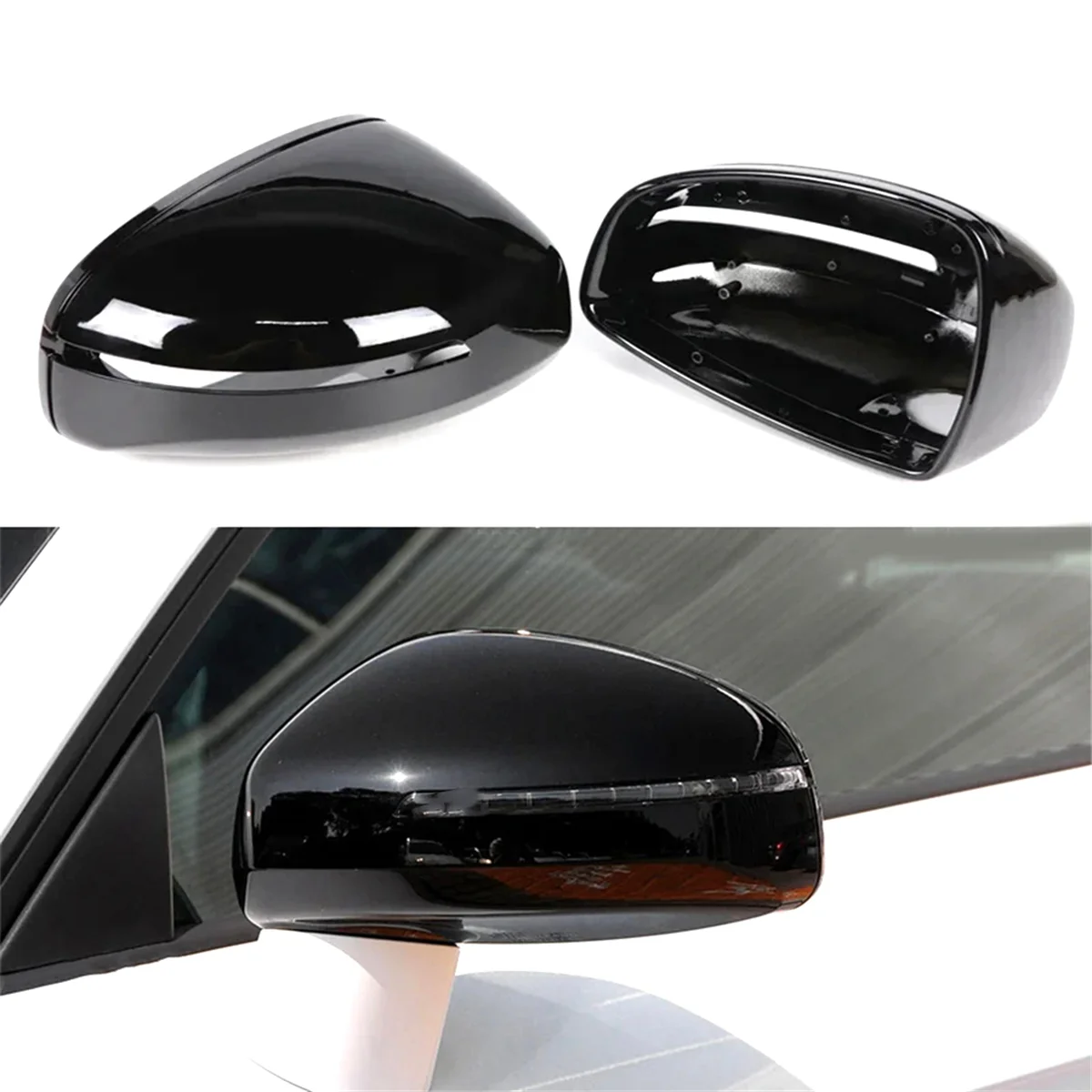 Bright Black Side Wing Door Mirror Cover Rearview Mirror Cover Cap Trim for Audi TT TTS TT RS 8J MK2 R8 42 2007-2015