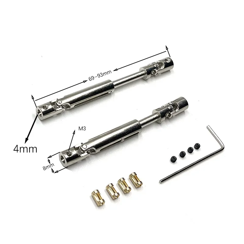 MN168 MN82 MN78 Metal Drive Shaft CVD Driveshaft with 3mm to 4mm Shaft Sleeve 1/12 RC Car Upgrade Parts Accessories