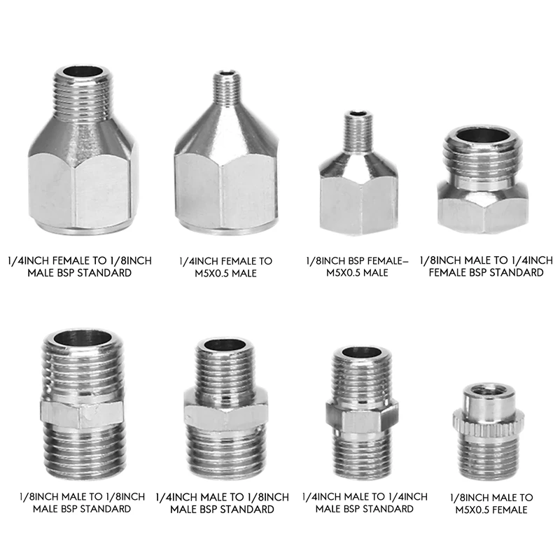 8 Stuks Airbrush Flexibele Adapter Fitting Connector Set Voor Compressor En Airbrush Slang