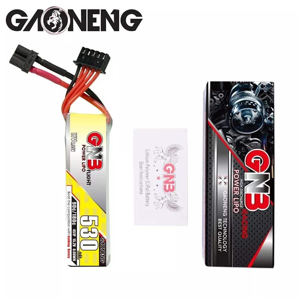 Gaoneng GNB 530mAh 2S/3S/4S/6S 90C 7.6V/11.4V/15.2V/22.8V  Lipo Battery With XT30U-F Plug for RC FPV Racing Drone