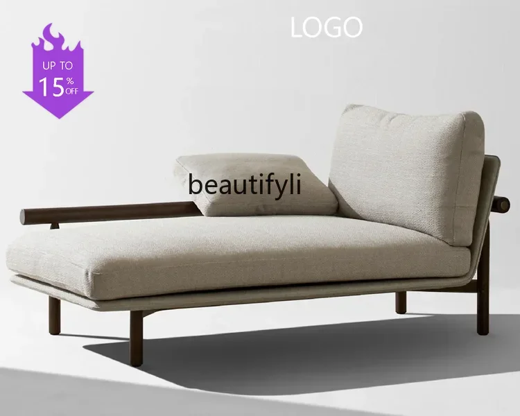 Q181  Nordic Simple Solid Wood Leisure Couch Villa B & B Club Lounge Chair Living Room Single Rest Chaise Bed Furniture