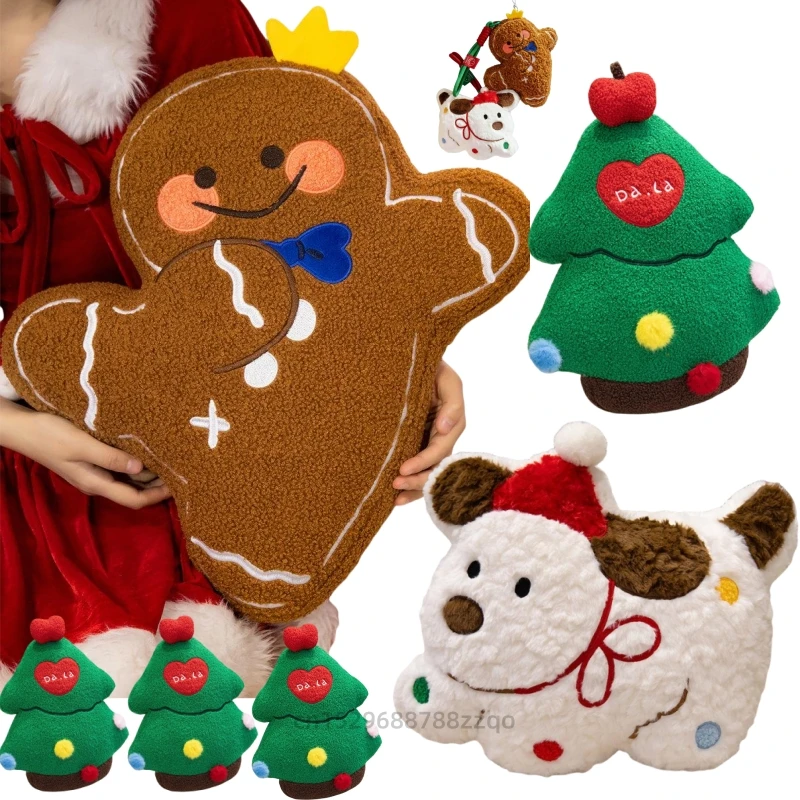 

Рождественские подушки с героями мультфильмов, рождественская елка, пряничный человечек, плюшевая подушка для дивана, декор для рождественской вечеринки, подарки, сумка для ключей, подвеска, подарки
