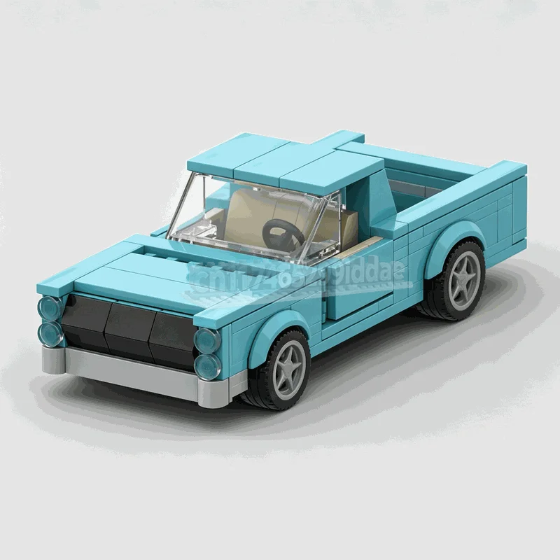 248Parts Vintage Blue Pickup Truck Building Blocks Classic Utility Vehicle Model Creative DIY Assembly Display Collection Gifts