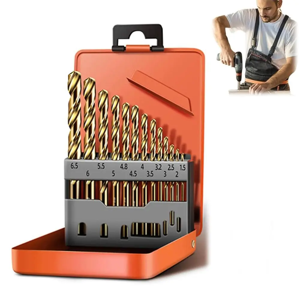 

HSS Titanium Drill Bits Multi-Purpose Steel Drill Bit Set with Index Storage Case High-Speed Durable Bits for Wood Metal Masonry