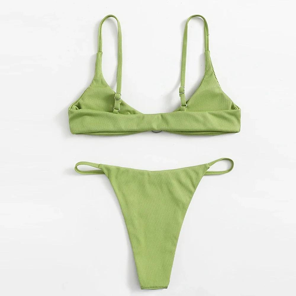 2022 Sexy Bikini Frauen Badeanzug Push-Up Bademode Weiblichen Niedrigen Taille Zwei Stücke Bikini Set Brasilianische Badeanzug Sommer Strand Tragen