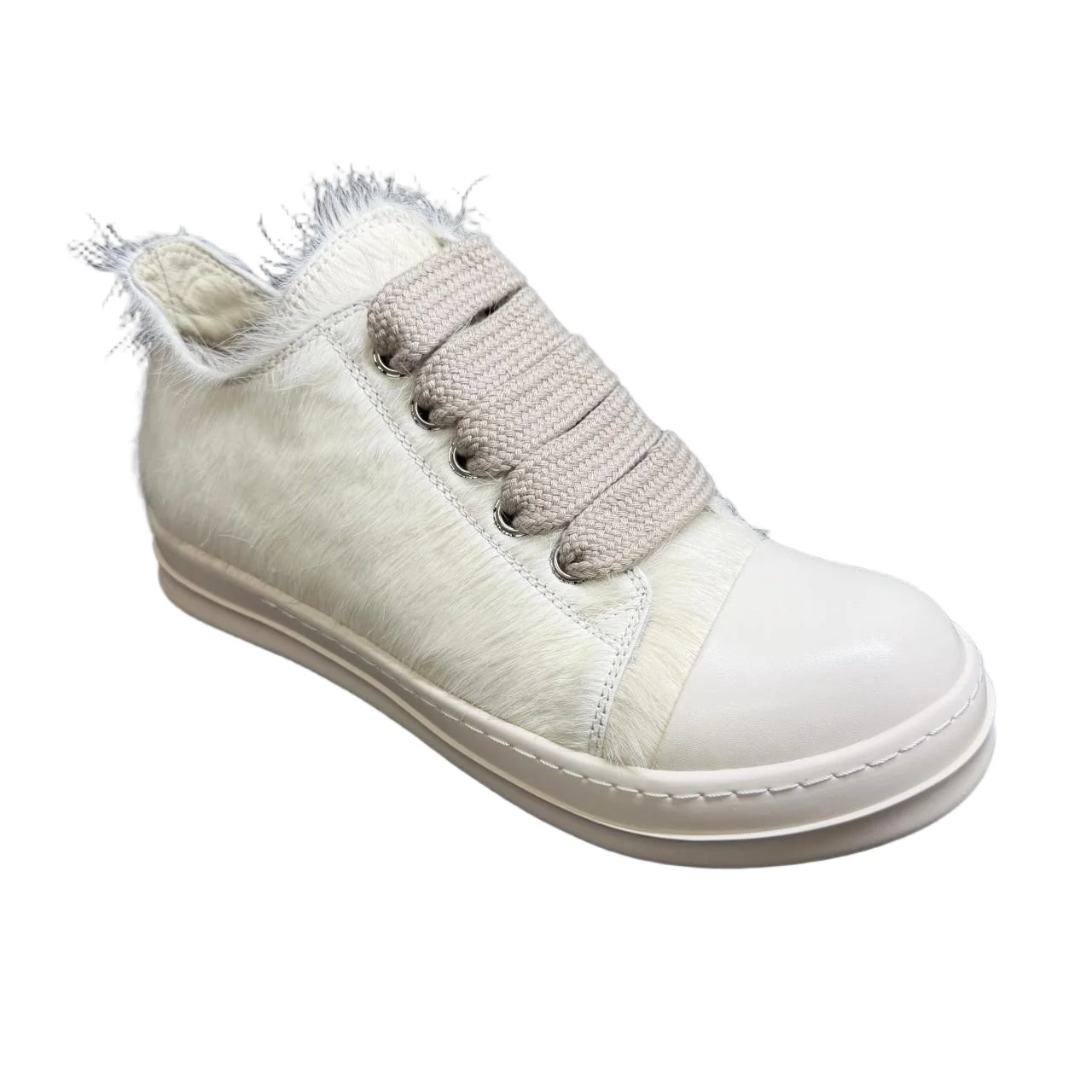 Luxury Brand Low Top Shoes White Horsehair Men's Women's Beige Horse Hair Jumbo Laces Casual Sneakers Outdoor Comfort Footwear