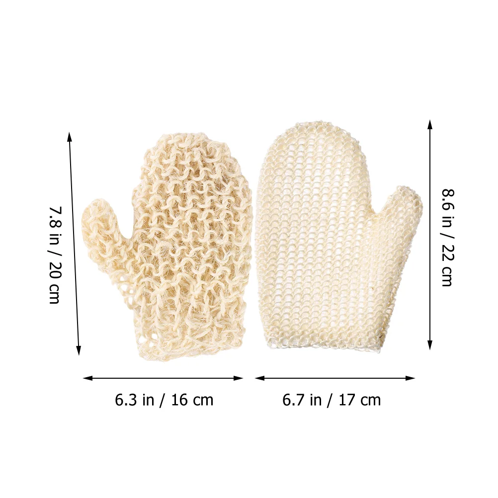 2 Pcs Double Sided Sisal Braided Shower Gloves Massage Whole Body Exfoliating Mitt