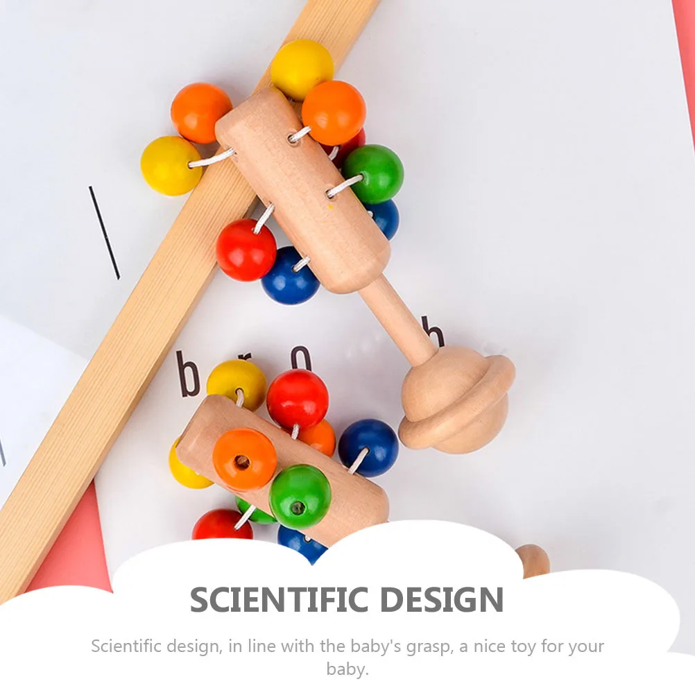 خشخيشة خشبية محمولة باليد مقاس متوسط، لعبة خشخيشة للرضع، صوت واضح للأطفال، آلة تعليمية موسيقية #2