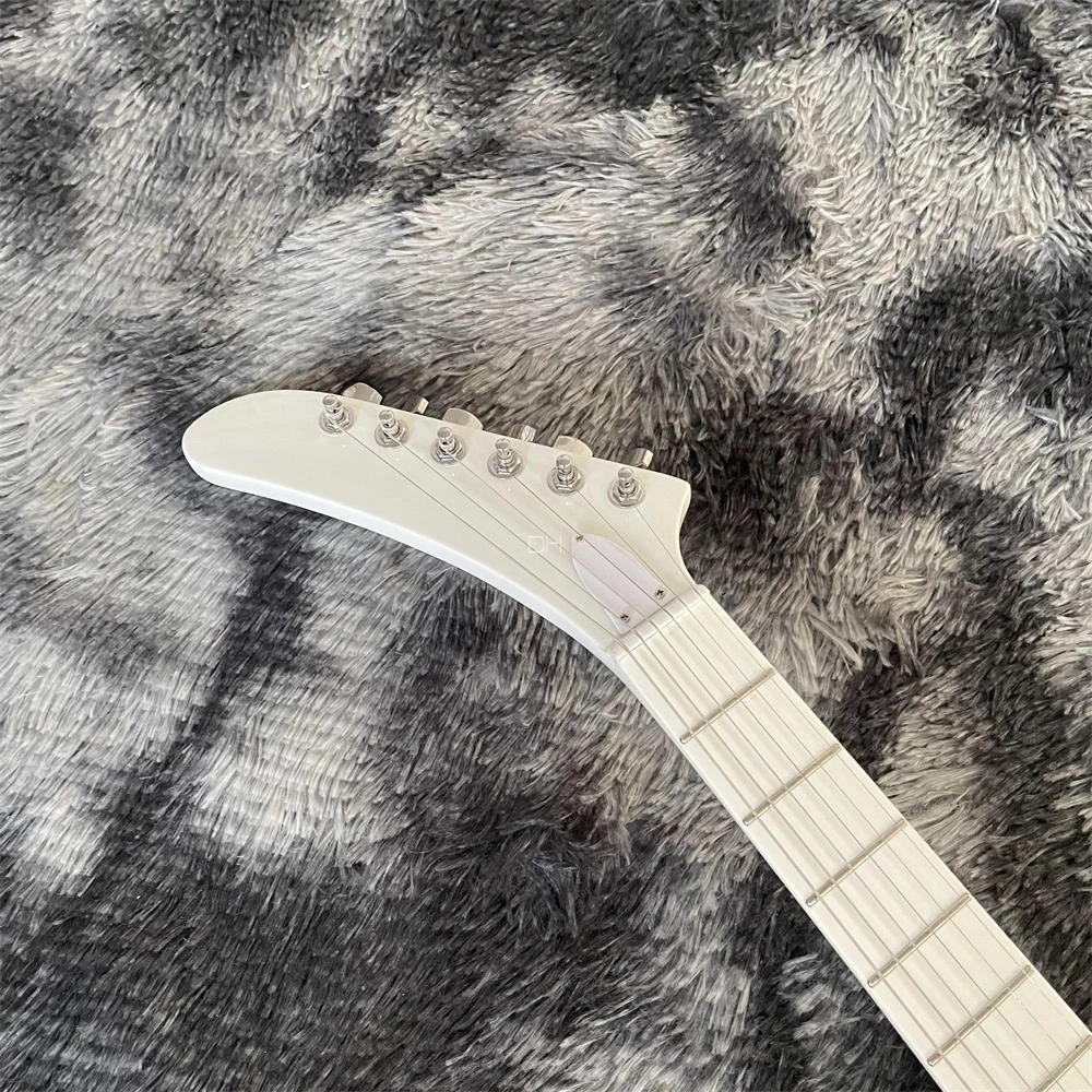 Custom version of off-white shaped electric guitar fingerboard in pure white color can be customized free shipping