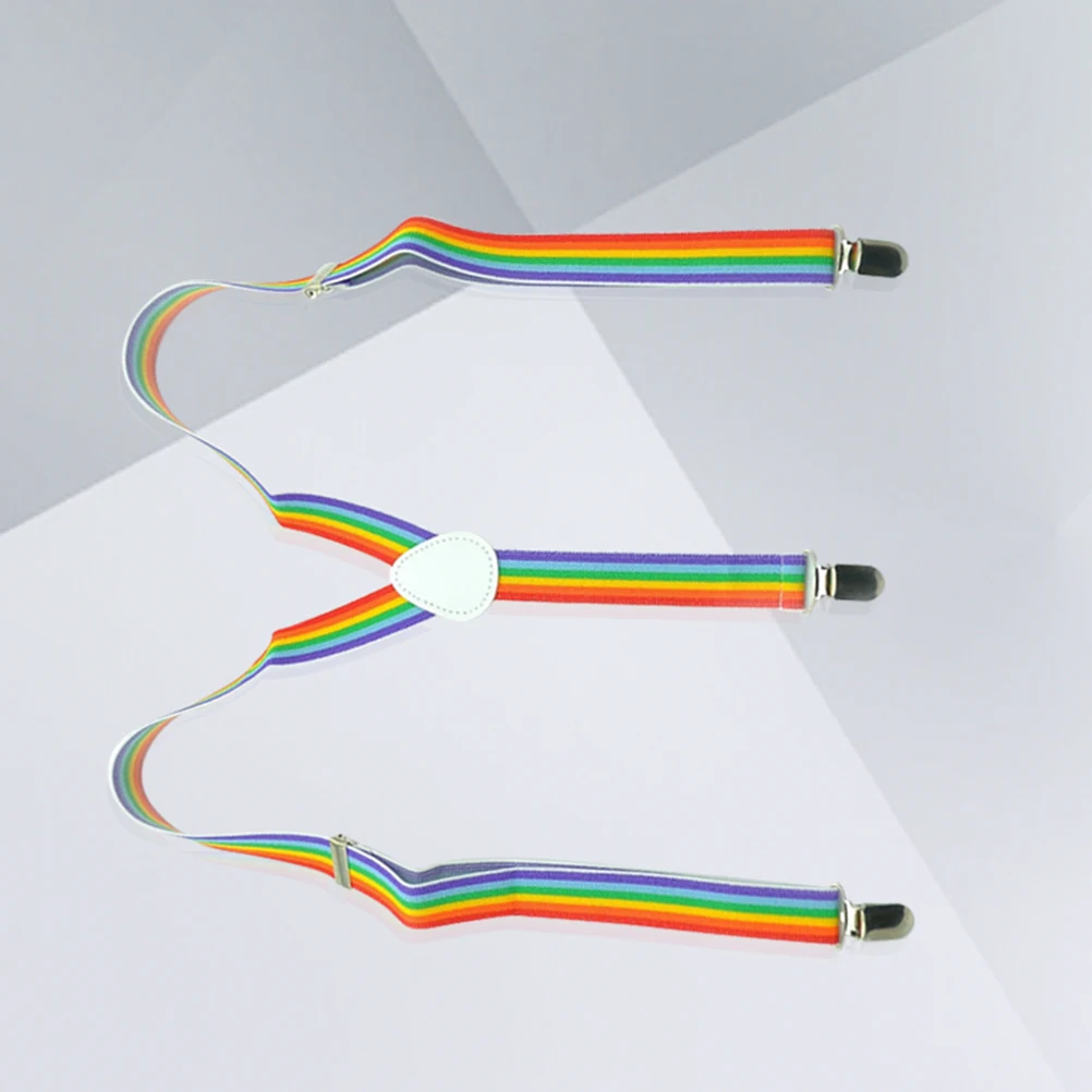 

Rainbow Suspenders Elastic Straps Unisex Clip Adjustable Comfortable Daily Wear Fashion Pant Support Classic Design with clips