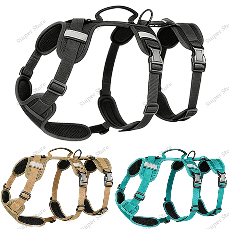 

Шлейка для собаки с передним зажимом на ручке, регулируемая светоотражающая мягкая подкладка на панель с крючком и петлей, облегченная шлейка для собаки без вытягивания