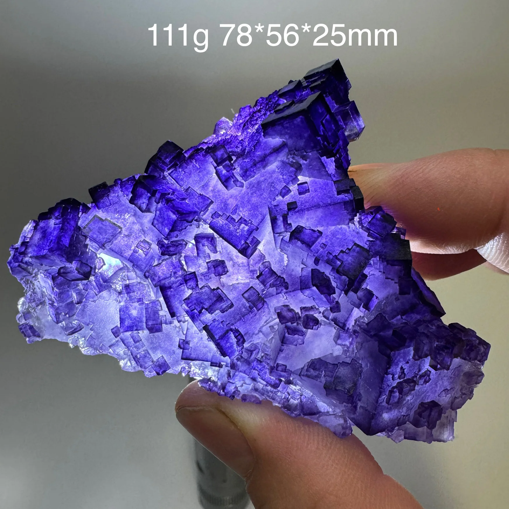 111g Natural China Stepped Purple Matrix Fluorite Specimen Crystal Mineral Quartz Rock Healing Stone Home Decor 04