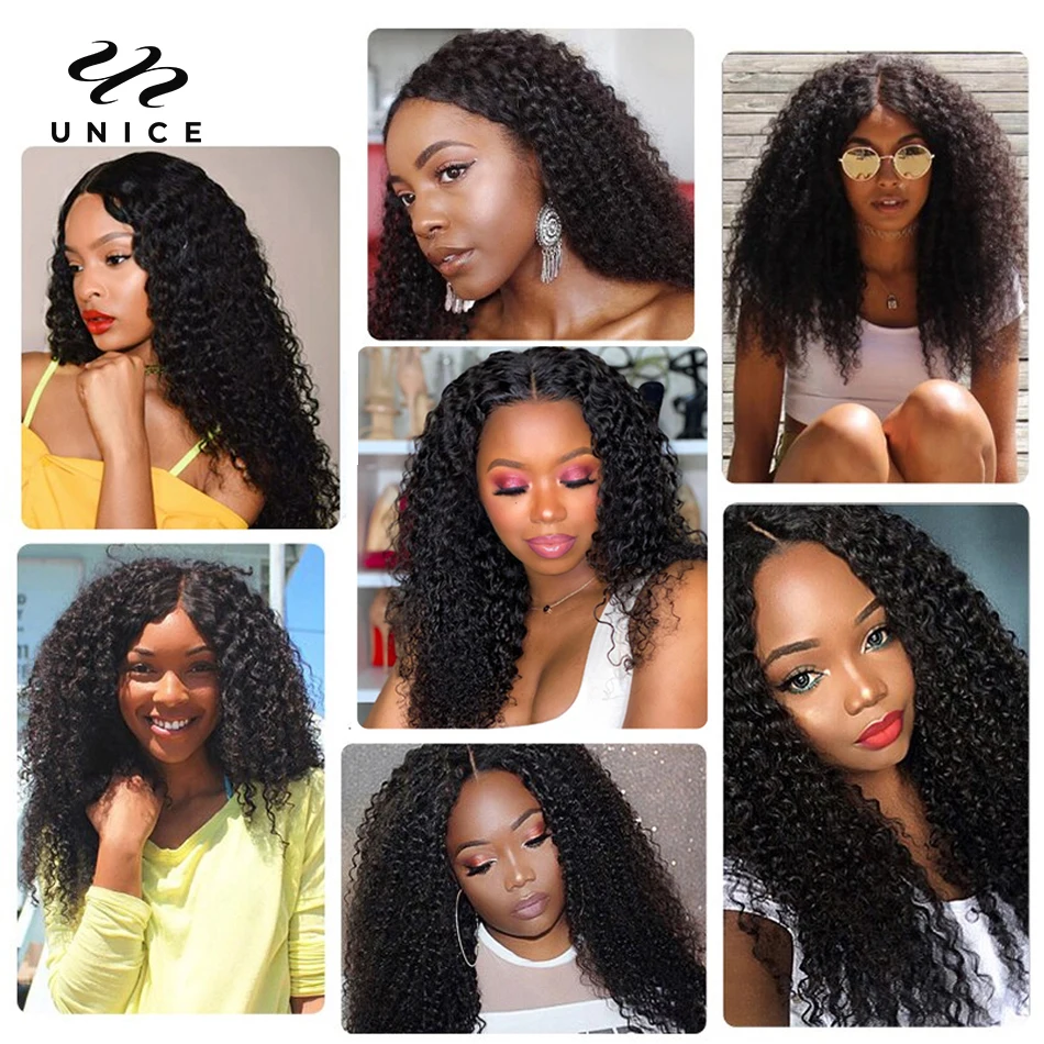 UNice Hair Curly Weave 100% Human Hair Bundles Remy Hair 8-26 Inch Brazilian Hair Bundles Natural Color 10A 1/3/4 Bundles Deal