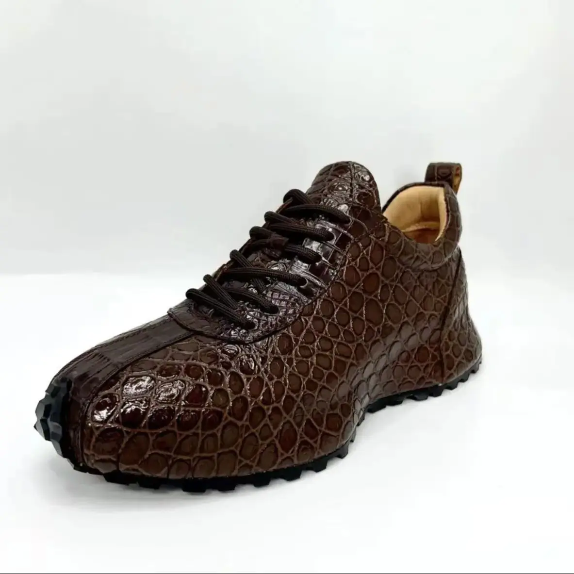 2026 New Arrival Fashion Crocodile Skin&Cow Leather Causal Shoes Men, Male Genuine Leather Sneakers PDD717