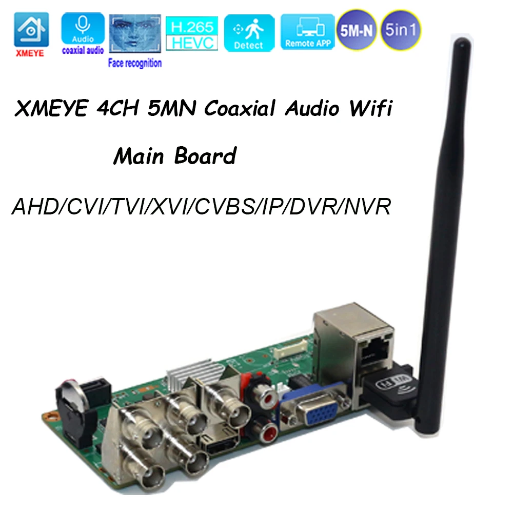 

Xmeye Dvr 4 Channels 5M-N Board Video Surveillance Recorder Module With Wifi Audio Over Coaxial For AHD TVI CVI Analog IP CCTV