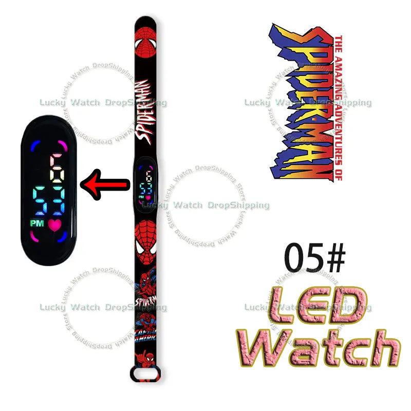 Disney Spiderman Children\'s Watch Cartoon Anime Character Printing LED Waterproof Sports Electronic Bracelet Watch Birthday Gift