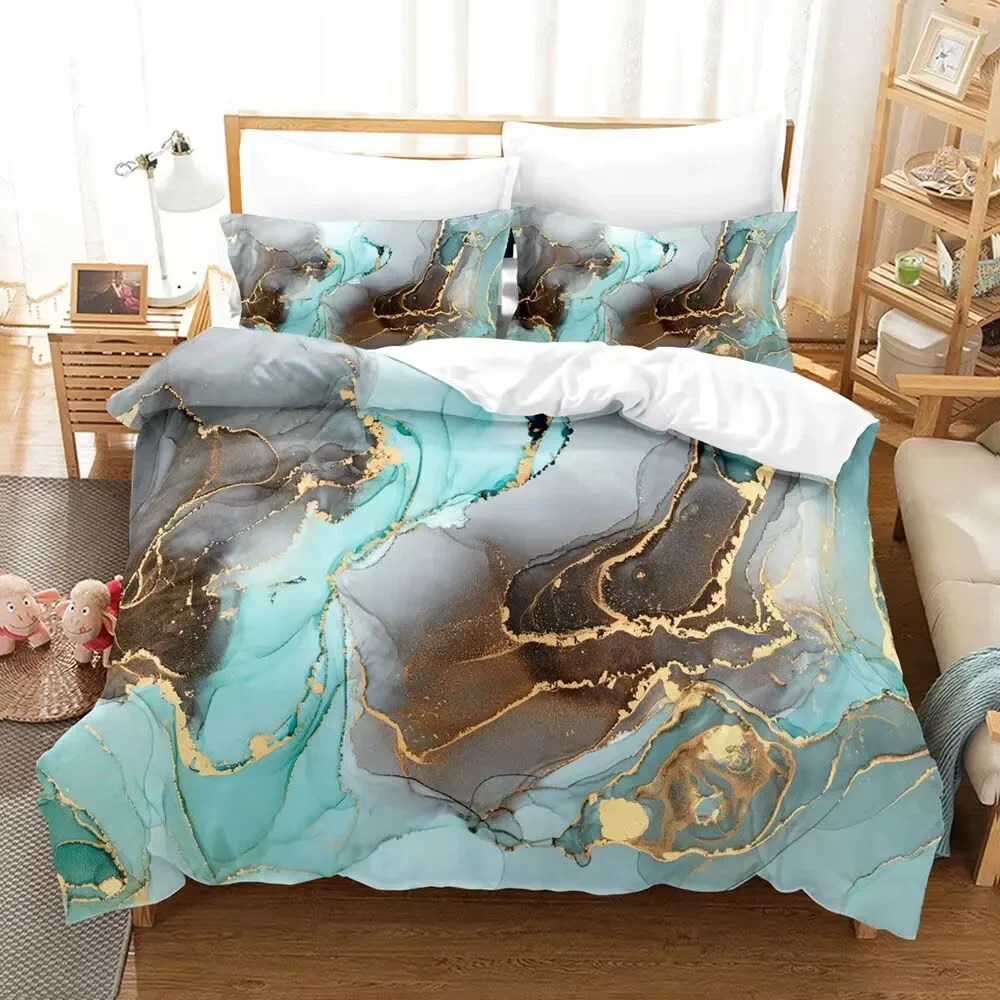 

Classic Hot Stamping Texture 3D Print Bedding Set Golden Line Duvet Cover Set Twin Single Size Birthday Gift Bedroom Decoration