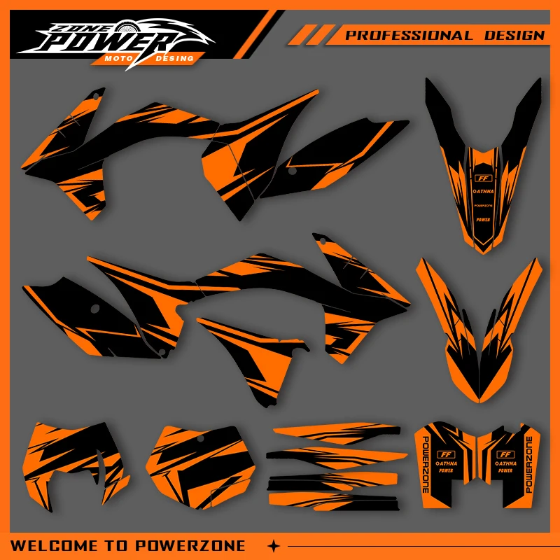 

POWERZONE для KTM 2012 2013 EXC EXC-F 2011 2012 SXF SX Motocross Team Графика Фоновая наклейка Наборы наклеек Индивидуальный номер 1