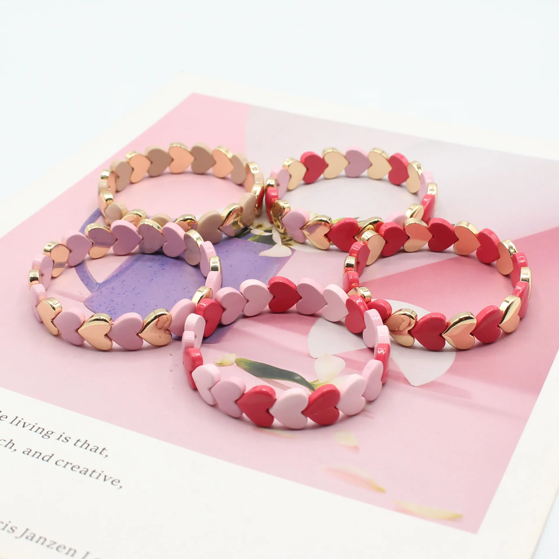 Europa, Amerika ins Mode beliebte Emaille Armband Welle Hawaii DIY Pfirsich Herz Liebe elastische Armband Geschenk Schmuck