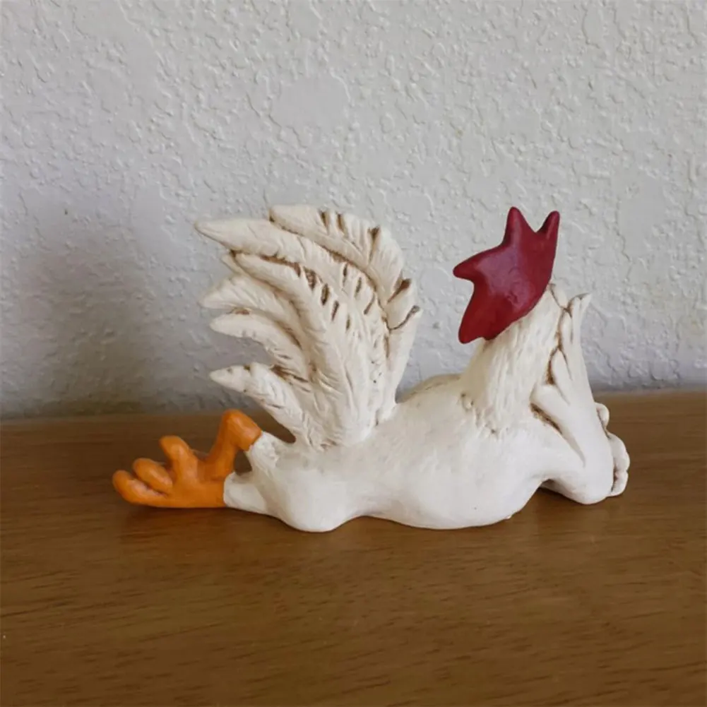 Rooster Decor Chicken Yard Art Sculpture Desktop Ornament Creative Rooster Decorative Figurine Resin Small Red White Rooster