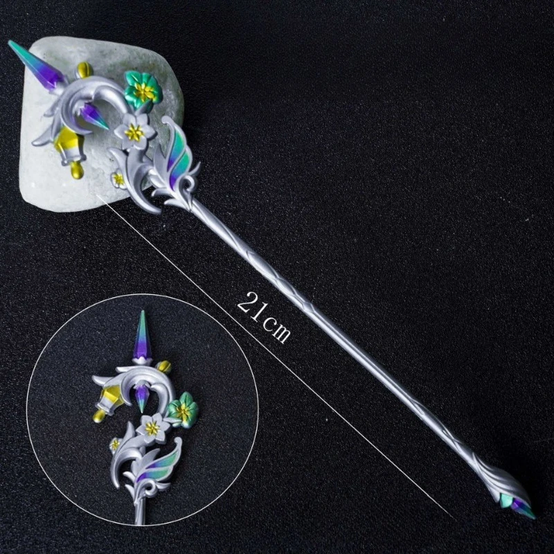 21 سنتيمتر/8.27in Genshin تأثير لعبة الطرفية المعادن فرك مصابيح أنيقة سلاح معدني نماذج سبائك الحرف اليدوية الحلي مجموعات #6