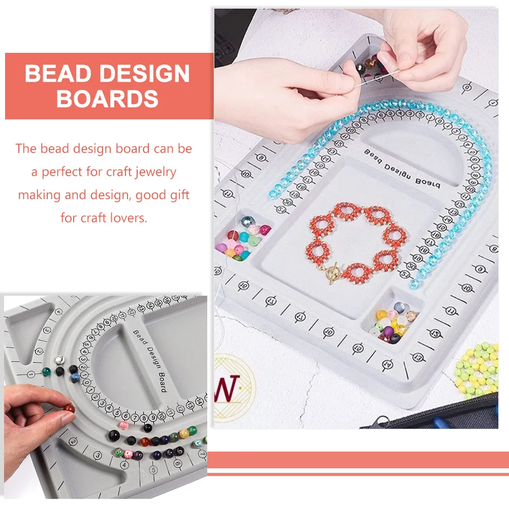 2 Pcs Beaded Design Storage Jewelry Making Board Bracelet Measurement Necklaces Beads Tray Measuring