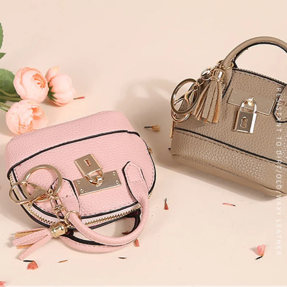With Keychain Mini Luxury Headphone Bag Mini Handbag Pendant Leather Coin Bag Leather Fashionable Mini Handbag Keychain