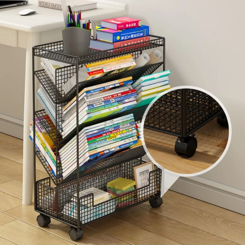 Rak Penyimpanan Makanan Ringan Troli Seluler Berlapis-lapis Rak Penyimpanan Beroda Rak Penyimpanan Rak Buku Sederhana Berdiri Di Lantai Barang Baru