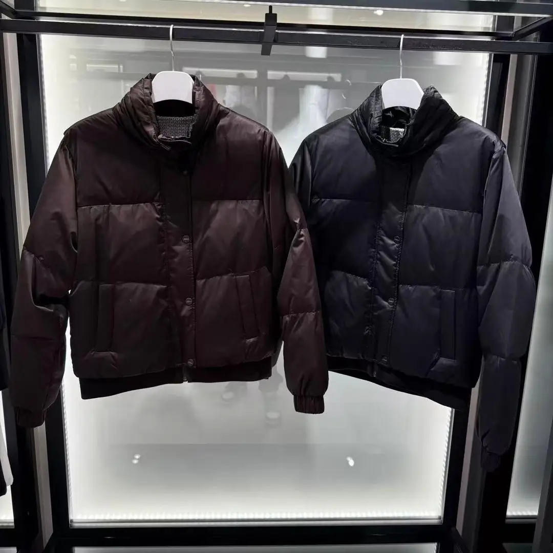 New Women Golf Stand Collar Coat Autumn Winter Down Blend Knit Waist Slim Sports Jacket