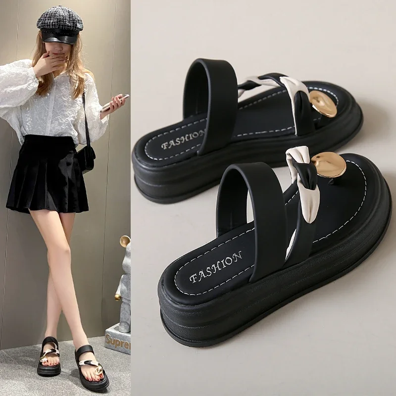 2024 Women's Sandals Summer Outdoor Fashion Platform Heels Flat Elegant Woman Heeled Shoes Luxury Quality Dayou image 6