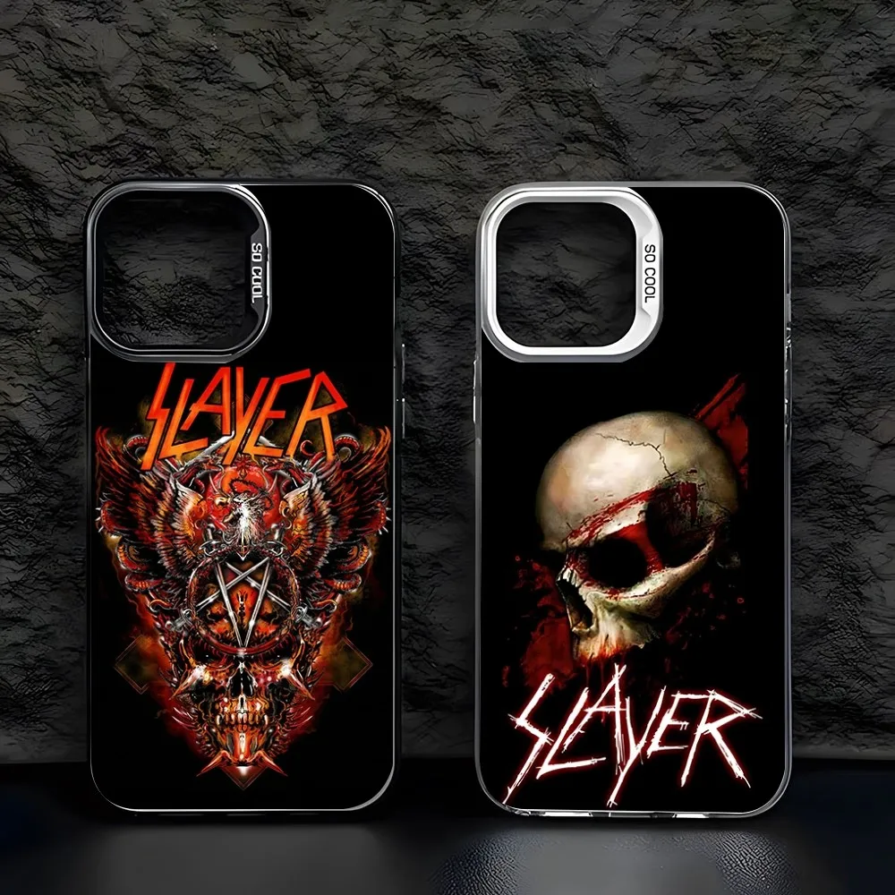 Slayer Heavy Metal Rock Band Amazing Phone Case Trendy Brand Colored Silver Trendy For IPhone 15 14 13 12 Pro Max 11 Couple